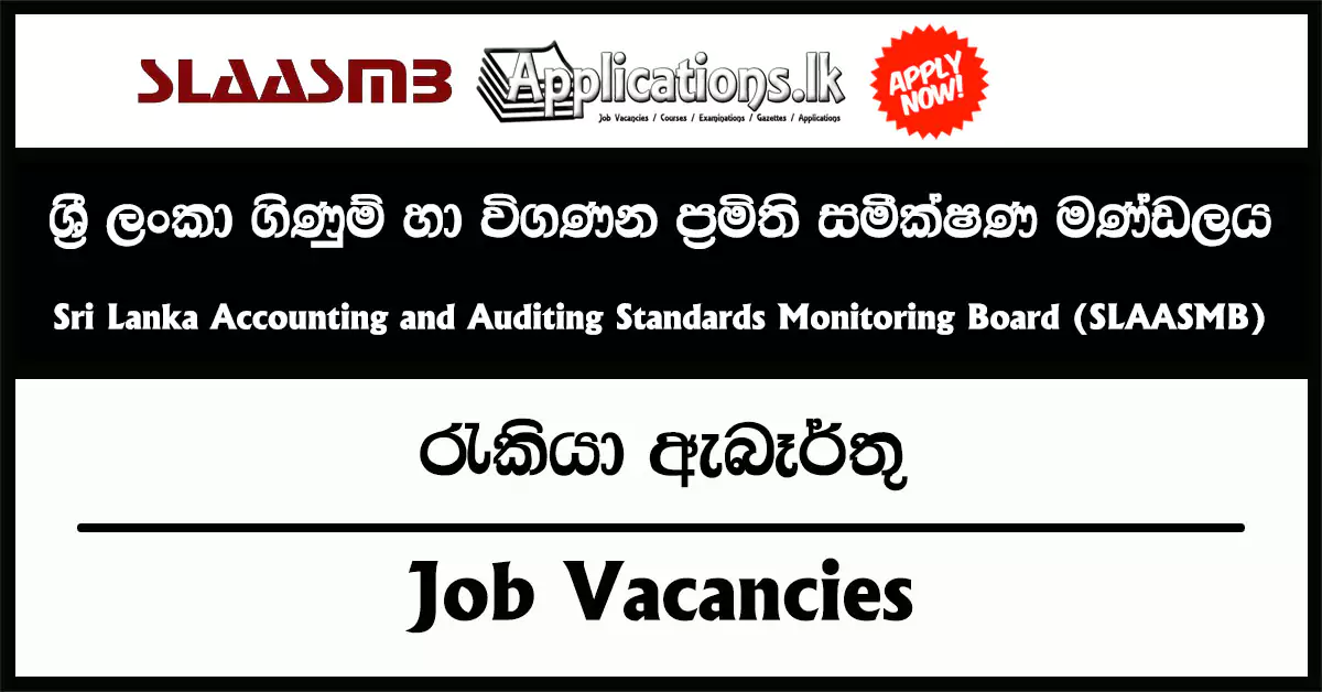 Director General – Sri Lanka Accounting and Auditing Standards Monitoring Board (SLAASMB) Vacancies 2025
